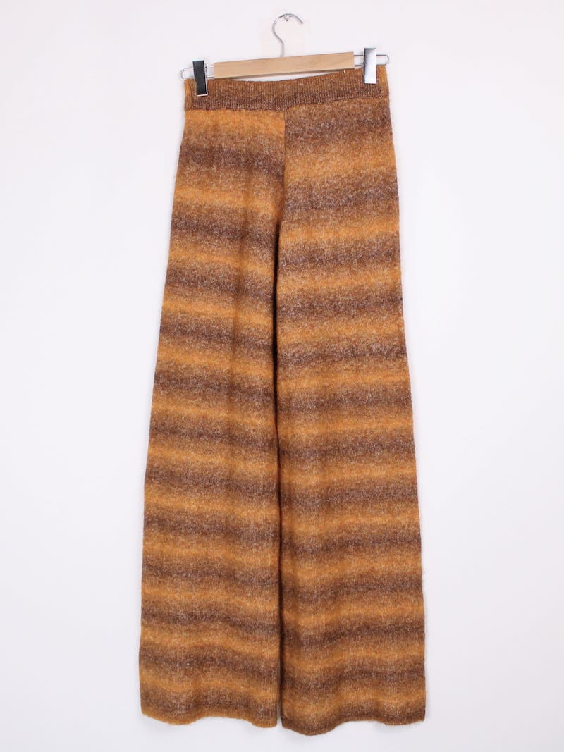 Zara - Pantalon rayé laine et alpaga marron T.M
