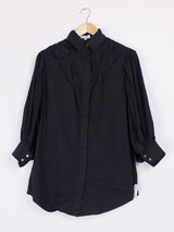 Hanane Hotait - Robe chemise noire manches bouffantes T.36