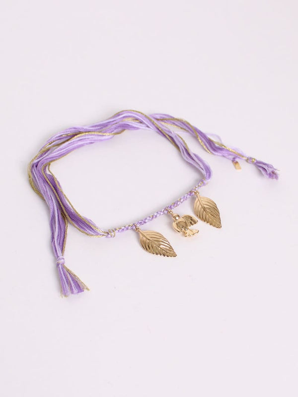 Aurélie Bidermann - Bracelet cordelettes violettes tressées et pampilles dorées