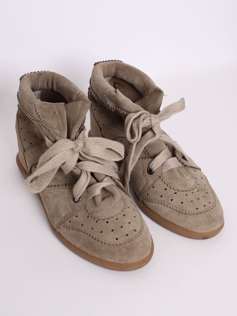 Isabel Marant - Chaussures compensées Bobby en daim de veau T.41